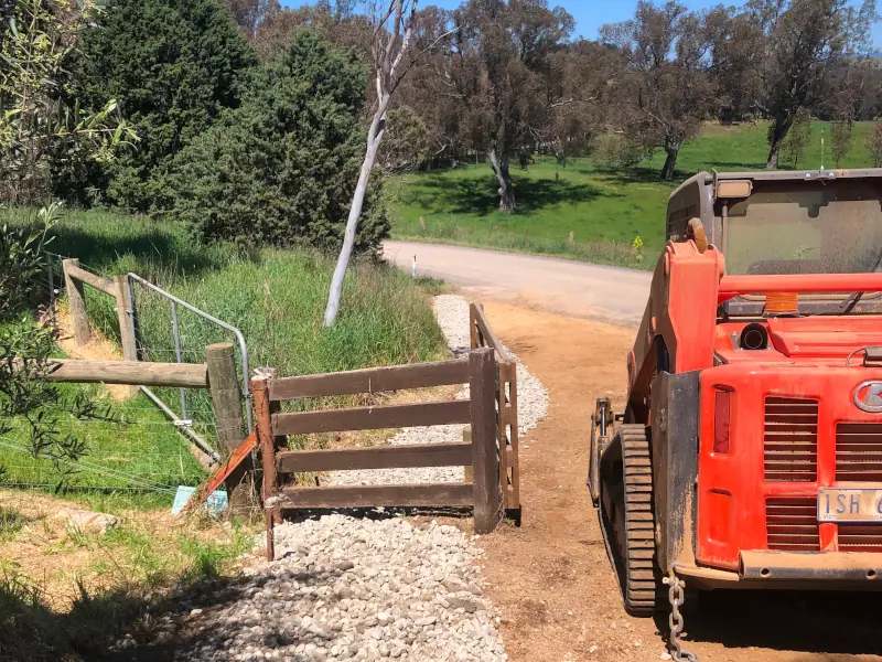 Crushed rock driveway with spoon drain delivered by your local Excavation Contactor