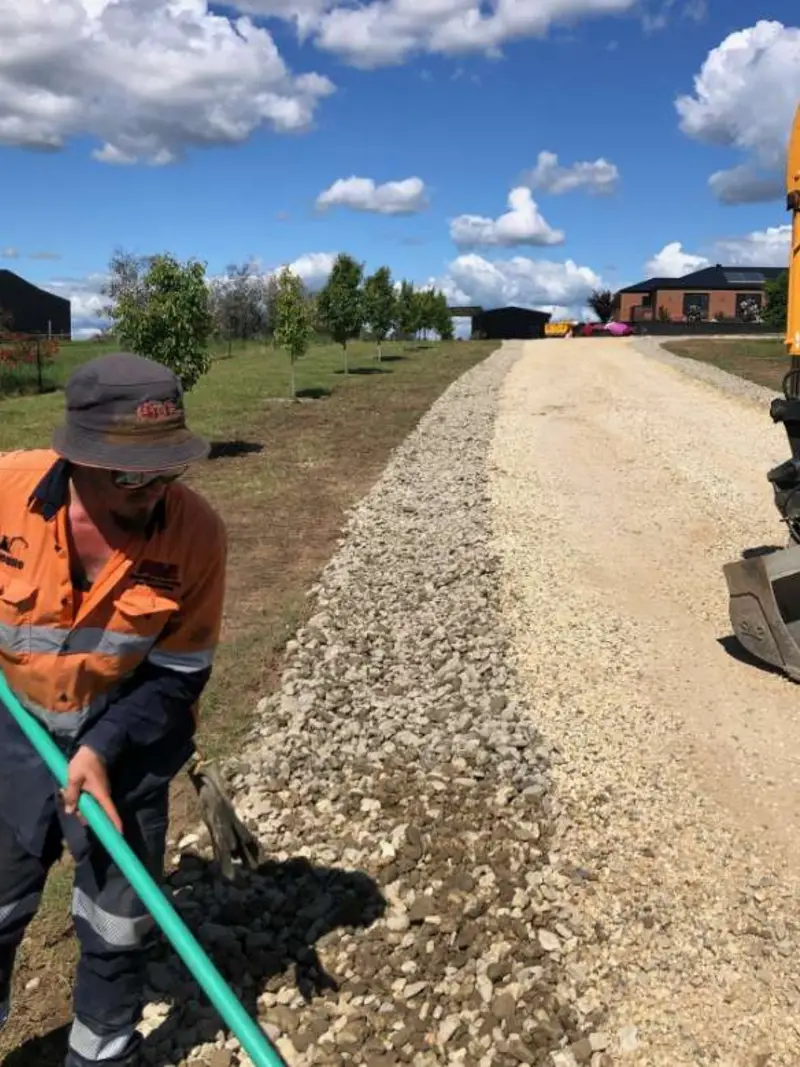 Crushed rock driveway being constructed in Central Victoria