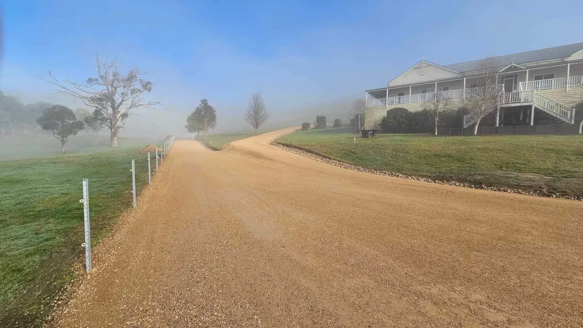 Crushed rock driveway being constructed in Central Victoria