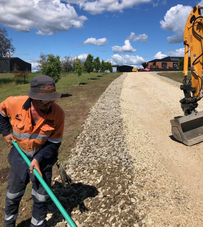 Crushed rock driveway construction