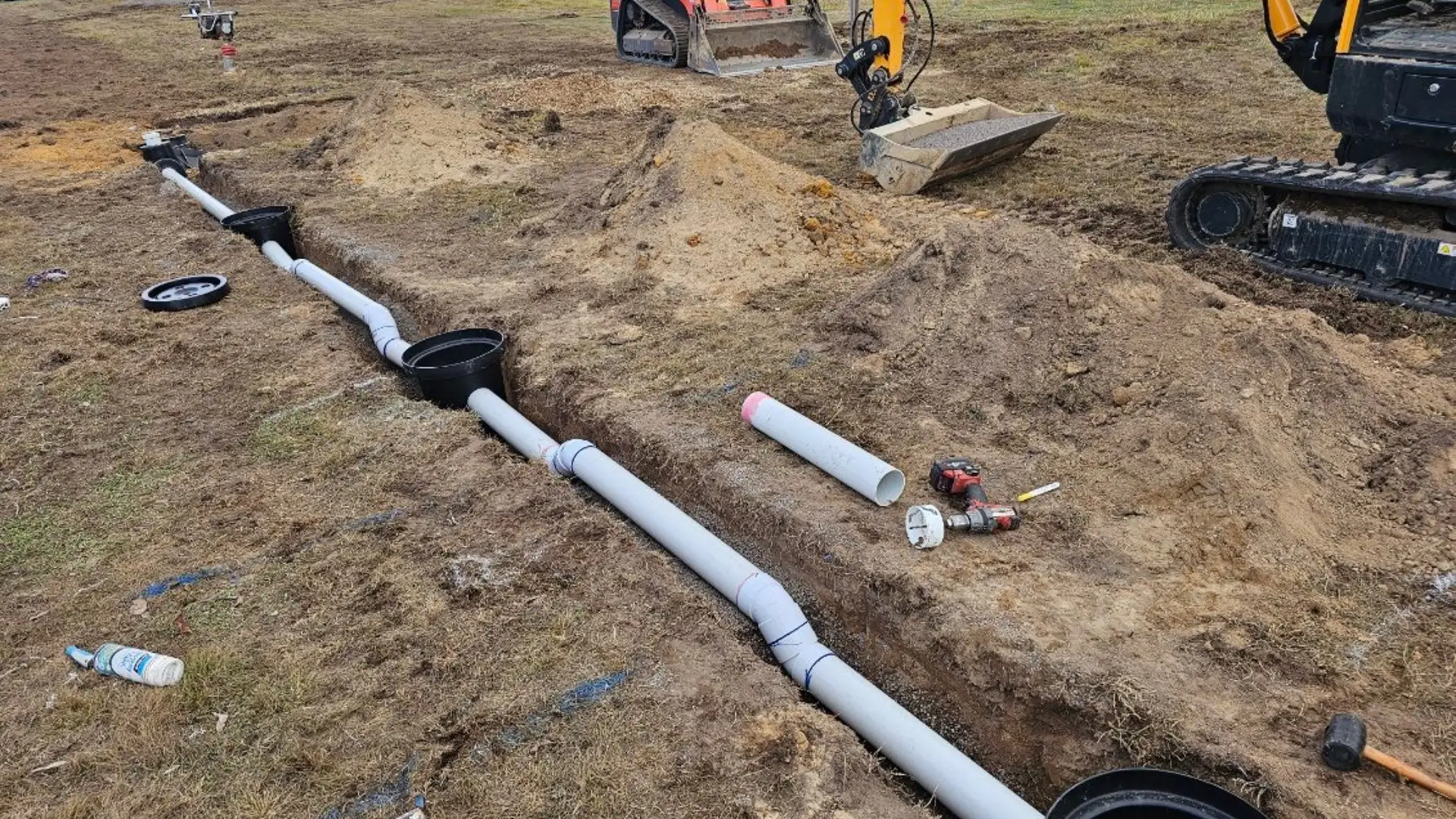 Trenching contractor at work in Central Victoria