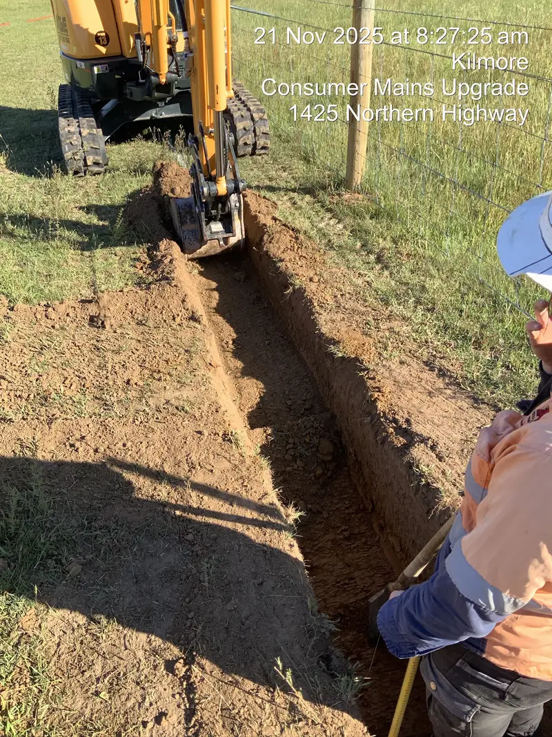 Trenching contractor at work in Central Victoria