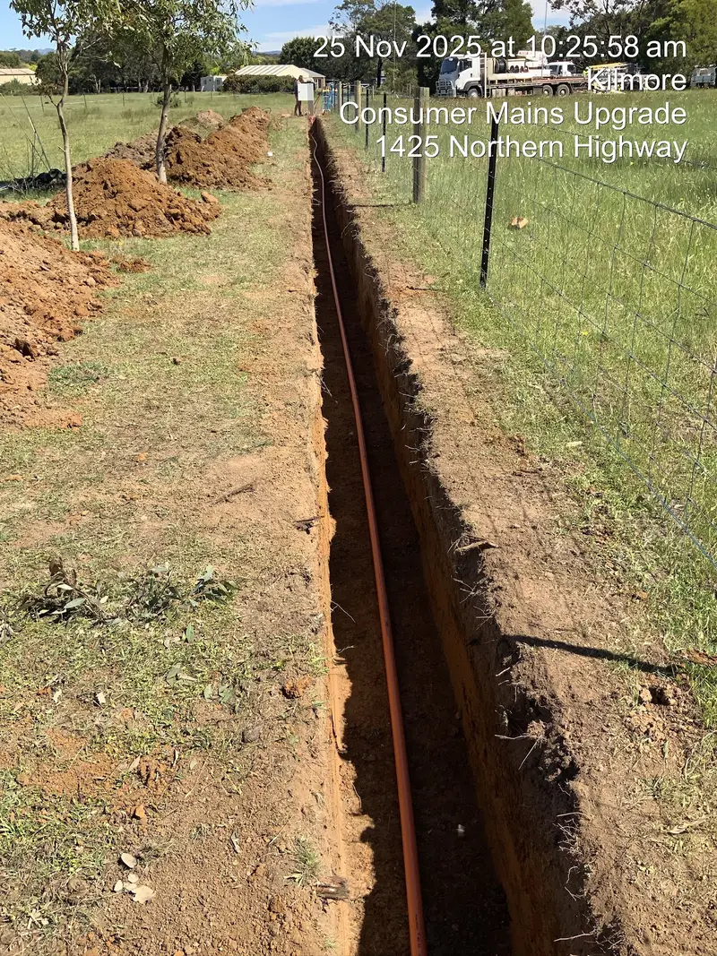 Trenching contractor at work in Central Victoria
